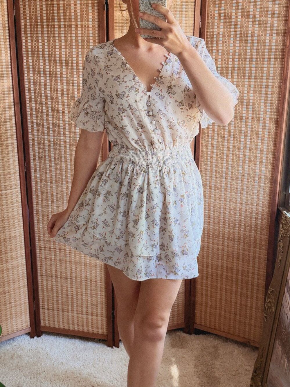 Sabo Skirt Flutter Sleeve Floral Print Mini Dress Size M